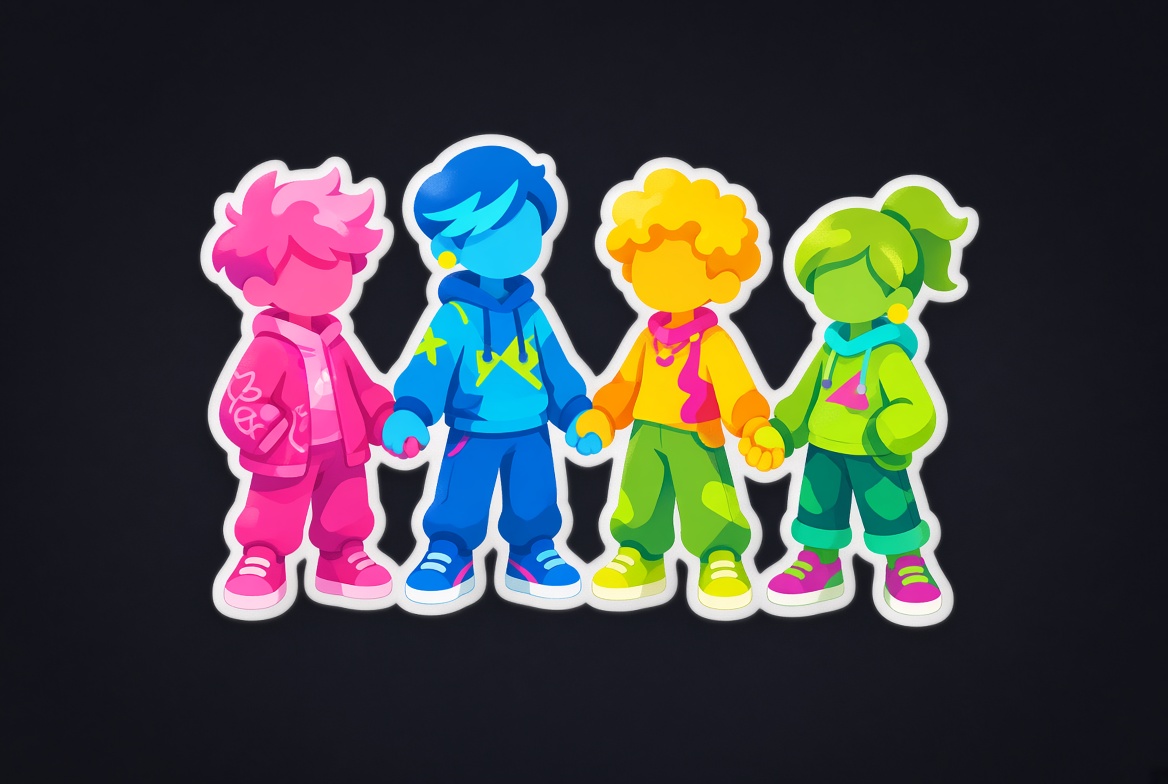 Stylized Scholtz family crew
